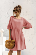 Load image into Gallery viewer, Boat Neck Flounce Sleeve Knee-Length Dress