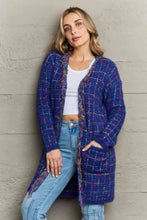 Load image into Gallery viewer, Plaid Fringe Trim Open Front Longline Cardigan