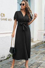 Load image into Gallery viewer, Flutter Sleeve Belted Surplice Midi Dress