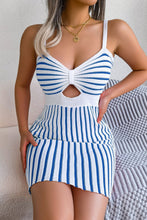 Load image into Gallery viewer, Striped Cutout Spaghetti Strap Knit Dress