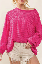 Load image into Gallery viewer, Texture Round Neck Dropped Shoulder Top