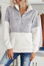 Load image into Gallery viewer, Plus Size Half Zipper Fleece Sweatshirt with Pocket