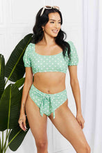 Load image into Gallery viewer, Marina West Swim Vacay Ready Puff Sleeve Bikini in Gum Leaf