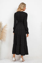 Load image into Gallery viewer, Swiss Dot Tied Surplice Flounce Sleeve Dress