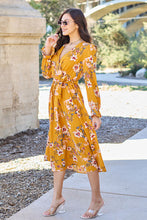 Load image into Gallery viewer, Double Take Full Size Floral Tie Back Flounce Sleeve Dress