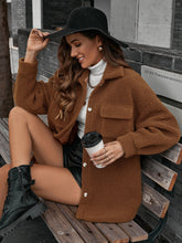 Load image into Gallery viewer, Button Down Curved Hem Teddy Jacket