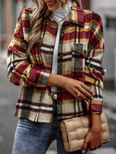 Load image into Gallery viewer, Plaid Button Front Brushed Shacket with Breast Pockets