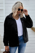 Load image into Gallery viewer, Button Front Drop Shoulder Collared Sherpa Jacket