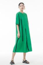 Load image into Gallery viewer, Seam Detail Frill Trim Zip-Back Midi Dress