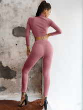 Load image into Gallery viewer, BABY GIRL Cropped Mock Neck Top and Leggings Set