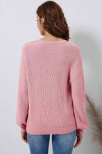 Load image into Gallery viewer, V-Neck Ribbed Dropped Shoulder Sweater