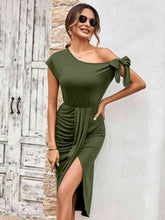 Load image into Gallery viewer, Asymmetrical Front Slit Midi Dress