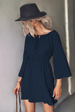 Load image into Gallery viewer, Tie Neck Flare Sleeve Mini Dress