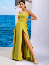 Load image into Gallery viewer, Tie-Shoulder Split Zip-Back Dress