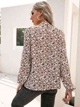 Load image into Gallery viewer, Floral Print Long Sleeve Mock Neck Blouse