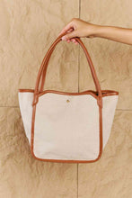 Load image into Gallery viewer, Fame Beach Chic Faux Leather Trim Tote Bag in Ochre