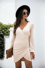 Load image into Gallery viewer, Contrast Mesh Sleeve Wrap Front Dress