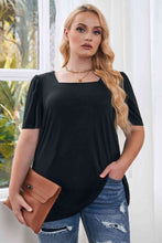Load image into Gallery viewer, Plus Size Square Neck Puff Sleeve Tee