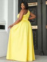 Load image into Gallery viewer, Plus Size Flower Detail Cutout One-Shoulder Split Dress