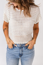Load image into Gallery viewer, Scalloped Trim Openwork Knit Cropped Top