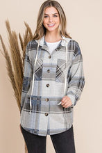 Load image into Gallery viewer, Reborn J Plaid Button Up Drawstring Hooded Jacket