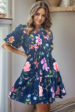 Load image into Gallery viewer, Printed Tiered Balloon Sleeve Mini Dress