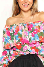 Load image into Gallery viewer, Double Take Floral Off-Shoulder Flounce Sleeve Layered Blouse