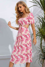 Load image into Gallery viewer, Floral Cutout Square Neck Puff Sleeve Dress
