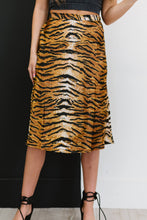 Load image into Gallery viewer, SHOPIRISBASIC Eye of the Tiger Satin Midi Skirt