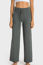 Load image into Gallery viewer, Drawstring Waist Wide Leg Sports Pants with Pockets