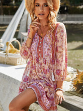 Load image into Gallery viewer, Bohemian Tassel Tie Tiered Dress