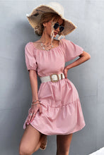Load image into Gallery viewer, Puff Sleeve Square Neck Tiered Dress