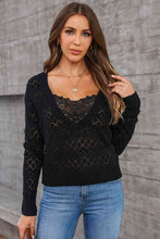 Load image into Gallery viewer, Lace Detail Openwork Knit Top