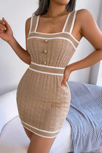 Load image into Gallery viewer, Contrast Trim Decorative Button Sleeveless Knit Dress