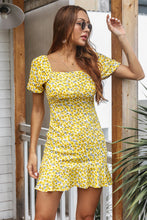 Load image into Gallery viewer, Floral Ruffle Hem Smocked Back Mini Dress