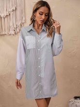Load image into Gallery viewer, Striped Long Sleeve Shirt Dress