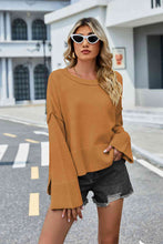 Load image into Gallery viewer, Round Neck Dropped Shoulder Slit Sweater