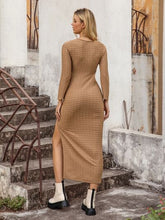Load image into Gallery viewer, Cutout V-Neck Long Sleeve Slit Dress