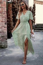 Load image into Gallery viewer, Floral Print V-Neck Smocked Waist High Slit Maxi Dress