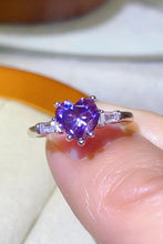 Load image into Gallery viewer, 1 Carat Moissanite Heart-Shaped Platinum-Plated Ring in Purple