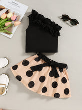 Load image into Gallery viewer, Girls Ruffled Top and Polka Dot Skirt Set