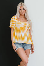 Load image into Gallery viewer, Mittoshop Sunny Meadow Full Size Run Gingham Babydoll Top