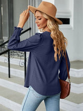 Load image into Gallery viewer, Ruched Square Neck Lantern Sleeve Blouse