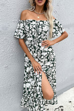 Load image into Gallery viewer, Floral Slit Off-Shoulder Midi Dress