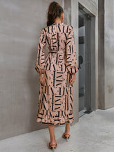 Load image into Gallery viewer, Letter Print Ruffle Hem Midi Wrap Dress