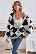 Load image into Gallery viewer, Geometric Lantern Sleeve Cardigan with Pockets