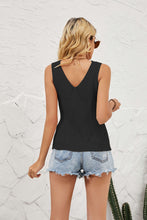 Load image into Gallery viewer, Eyelet V-Neck Sleeveless Knit Top
