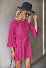 Load image into Gallery viewer, Tie Neck Flare Sleeve Mini Dress
