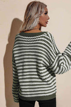 Load image into Gallery viewer, Striped Dropped Shoulder Sweater