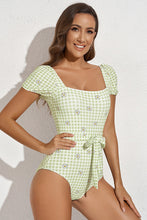 Load image into Gallery viewer, Square Neck Tie Detail One-Piece Swimsuit